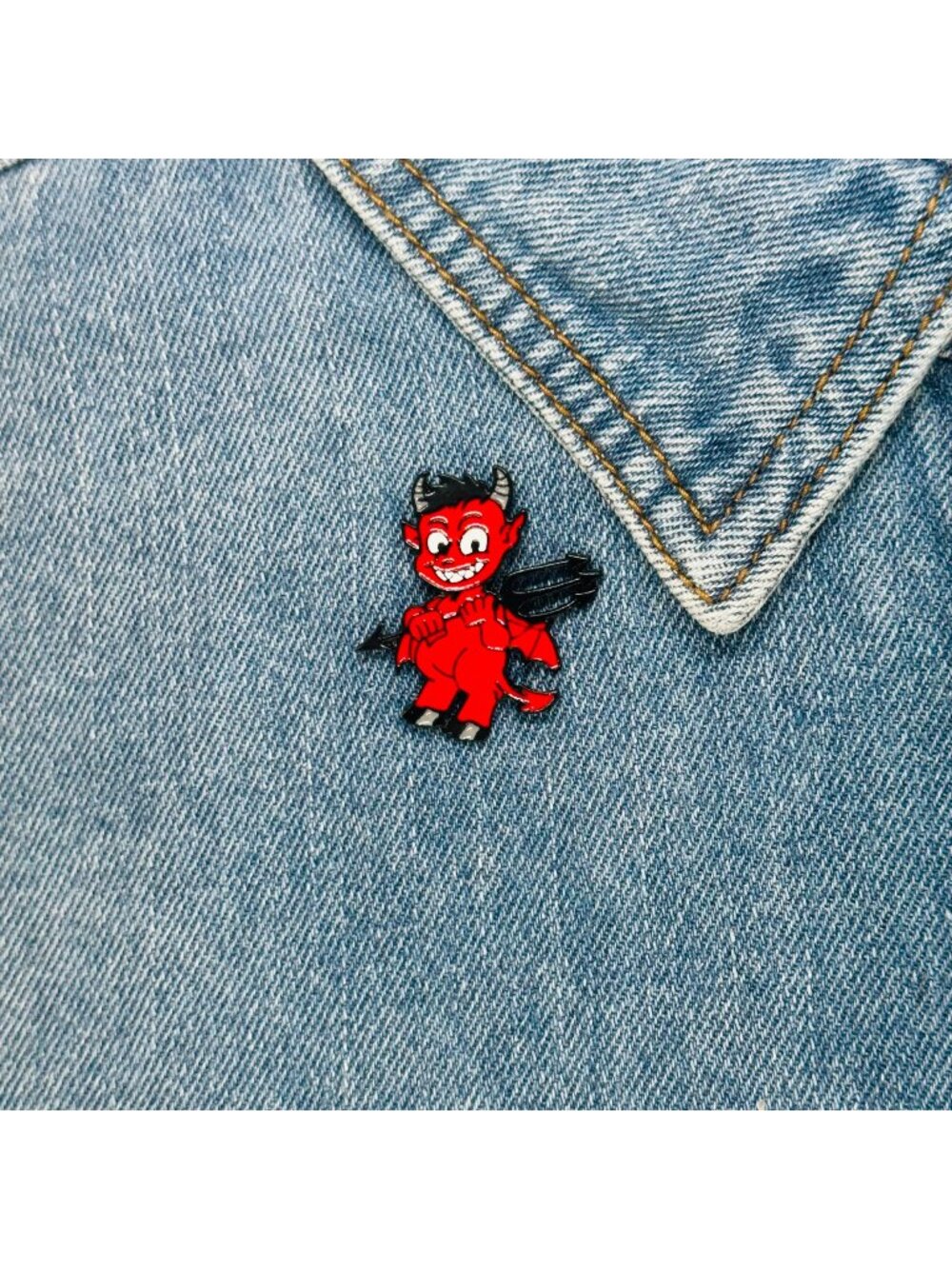 ⭐Hell Devil Imp Enamel Pins Red Fire Head Vampire Badge Brooch Diablito Rojo New